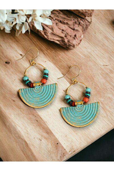 dela otantik Turquoise Bohemian Earrings - Authentic Ethnic Dangle Women's Bijouterie Earrings Gift