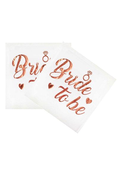 Huzur Party Store Rose Gold Napkin - 16 Pieces Copper Leaf, Gilt Bachelorette Party Decorated Supplies