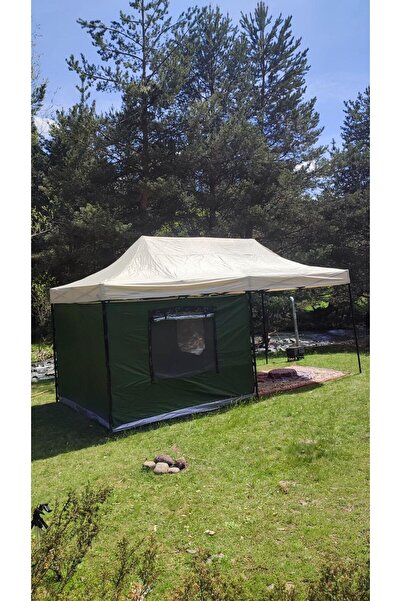 CLK Ticaret Clk 3x6 40mm Profil Verendalı Gazebo Kamp Çadırı Portatif Tente - Yeşil