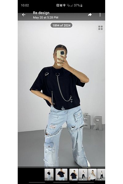 RE DESIGN Laser Cut Chain Detailed T-shirt