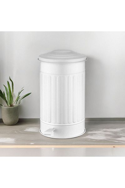LUCKYHOMES Κάδος απορριμμάτων 24lt 50x30cm Μεσαίου μεγέθους Λευκός Γαλβανισμένος Μεταλλικός