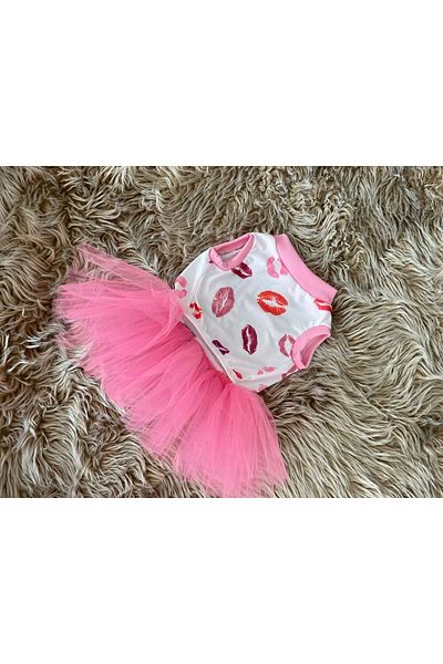 Barneystore Combed Cotton Tutu Dress - Cat Dog Lip Pattern