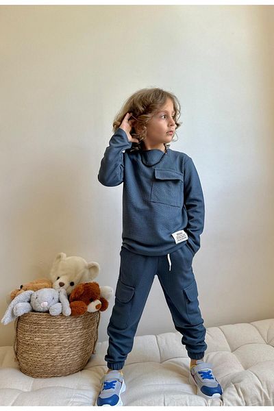 YİGİT BUTİK Boy's Waffle Fabric Long Sleeve Set
