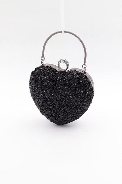 GP GUES POLO women's silver crystal heart evening bag