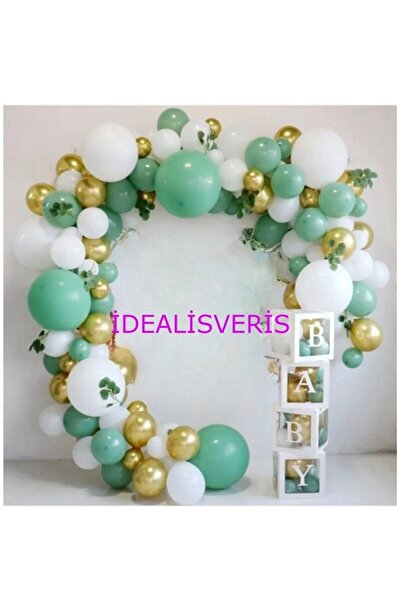 Bkmc Luxury Mildew Green Baby Written Balloon Box Mildew Green Concept Birthd...