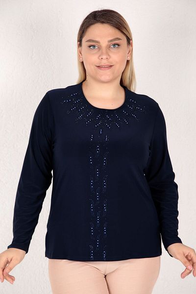 AfifeCOLLECTİON Stylish Mother's Blouse with Sparkling Stone Detail - Wedding Evening Dress