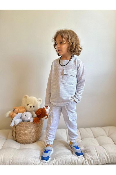 YİGİT BUTİK Boy's Waffle Fabric Long Sleeve Set