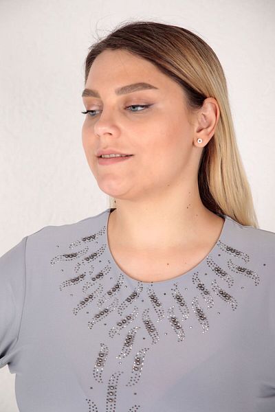 AfifeCOLLECTİON Glittering Wedding Mother's Blouse with Stone Detail