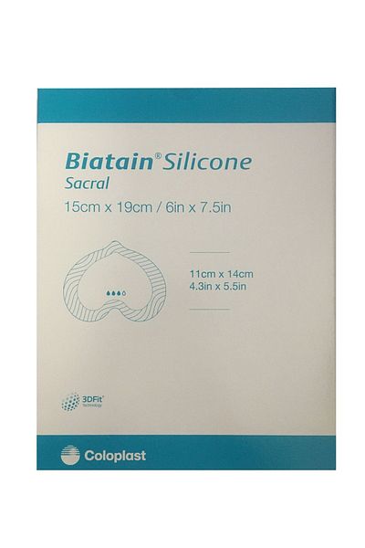 Coloplast (1pcs) 33404 Biatain Silicone Adhesive Foam Wound Cover-sakral 15cmx19cm
