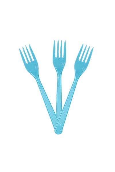 booddie Blue Color Fork Durable Hard Plastic Practical Use Party Activity & Birthday Fork 25 Pieces