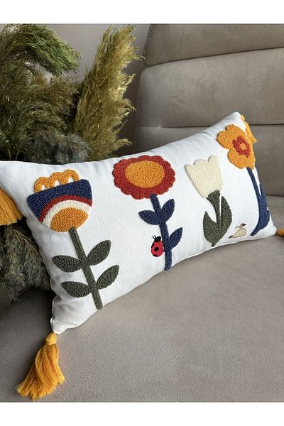 en gözde home Punch Embroidered Rectangular Throw Pillow Cover