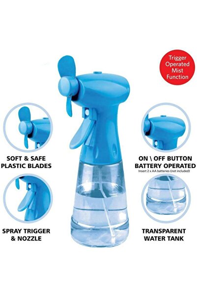 Genel Markalar Sulu El Fanı Vantilatör Serinletici Mini Klima Yüz Soğutma Fanı 350 ml Su Tankı Pilli Water Spray