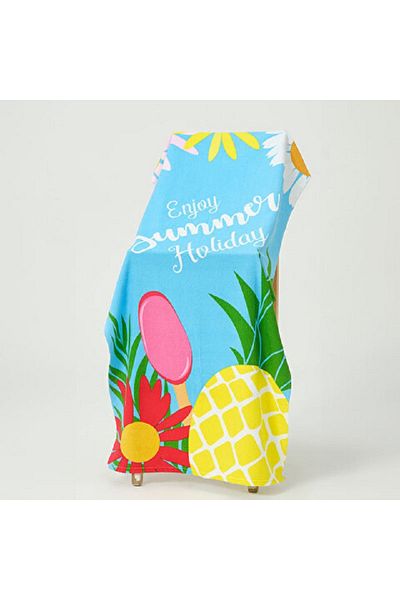 DOFİ 2024 Summer Beach Patterned Velvet Towel - 70x140 cm Colorful TURQUOISE