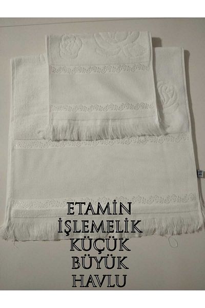 HMZ Fi̇esta Anali Girl Etamin Embroidery Fringed Towel. Small Large Towel (50X90,30X50).