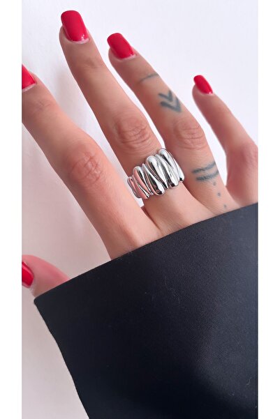 NAİFTAKIAKSESUAR خاتم نسائي سميك مخطط قابل للتعديل