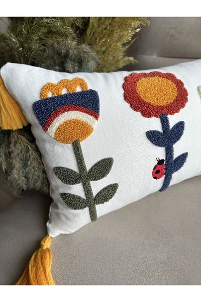 en gözde home Punch Embroidered Rectangular Throw Pillow Cover
