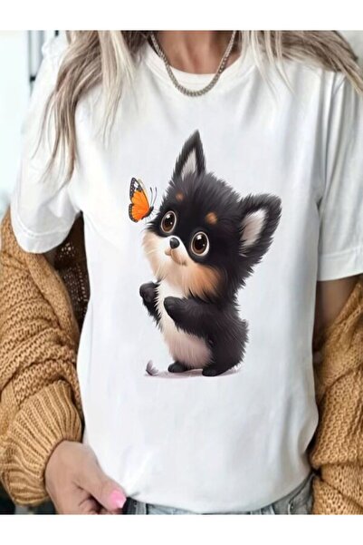 CLASSY.MODA Γυναικείο μπλουζάκι μονόχρωμο - Λευκό μπλουζάκι με κοντό μανίκι με στάμπα