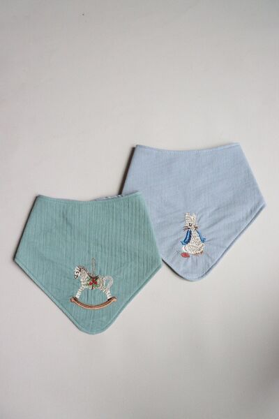 ilays beauty طقم مريلة أطفال مزدوجة الجوانب (نمل حصان - أرنب بيتر أزرق)