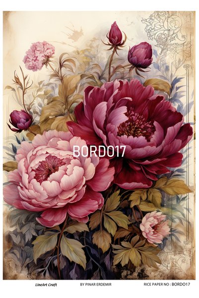 LİNEART Pirinç Dekopaj Kağıdı No:BORDO17- 30X42cm