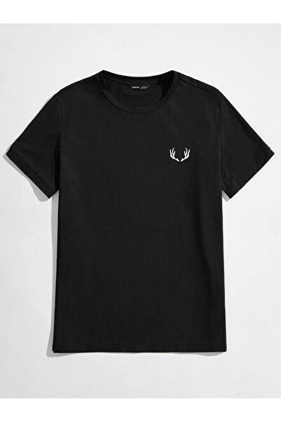 coolart Μπλουζάκι Geyik Logo Oversize Μαύρο - Λαιμόκοψη Crew, Κοντό Μανίκι