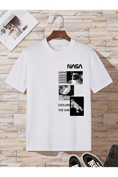 coolart Majica NASA Exploring - bela Štampano Oversize kroj letnja kratka ruk...