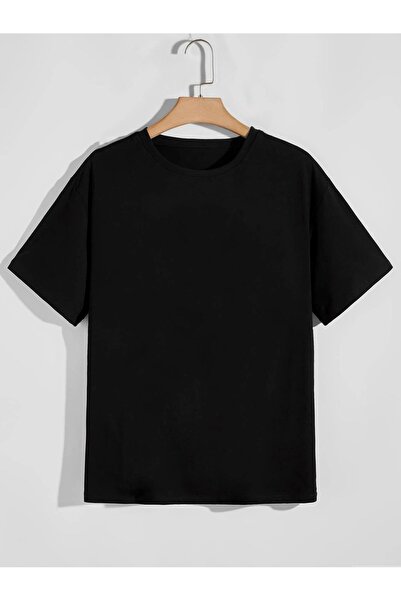 coolart Basic Düz Tişört - Siyah Baskısız Oversize Yazlık Kısa Kol T-Shirt Bi...