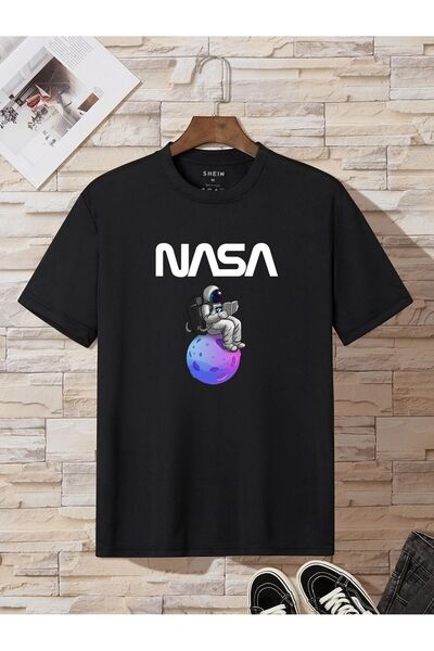 coolart Majica NASA astronauta - crna Štampano Oversize kroj letnja kratki ru...