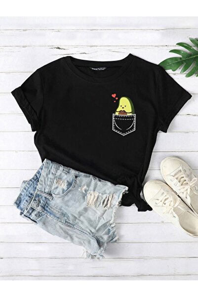 coolart تي شيرت بجيب الأفوكادو - تي شيرت صيفي كبير الحجم مطبوع باللون الأسود ...
