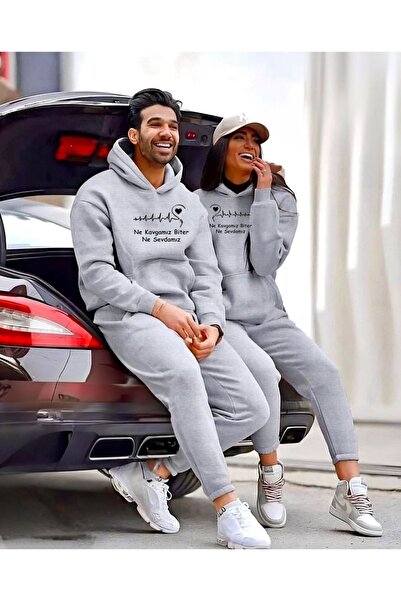 coolart 2'Li Ne Kavgamız Ne SevdamızSevgili Kombin Sweatshirt - Γκρι εμπριμέ ...