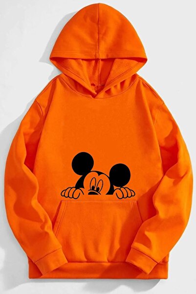 coolart UNISEX MICKEY SCONCE Printed Hooded Oversize Sweatshirt Hoodie