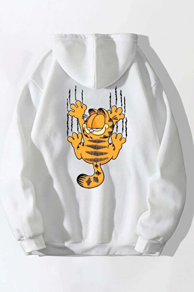 coolart Hanorac supradimensionat cu glugă, imprimat GARFİELD, UNISEX