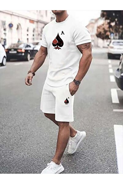 coolart Maça A T-Shirt Şort - Set alb de top și pantaloni scurți, combinație ...