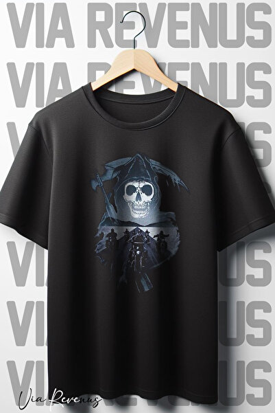 Vordevia Tricou oversize negru cu imprimeu Anarchy - Sons
