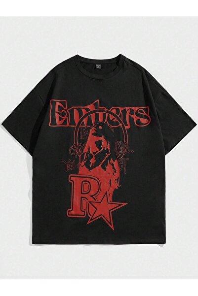 coolart Embers majica - crna Štampano Oversize kroj letnja kratki rukav T-shi...