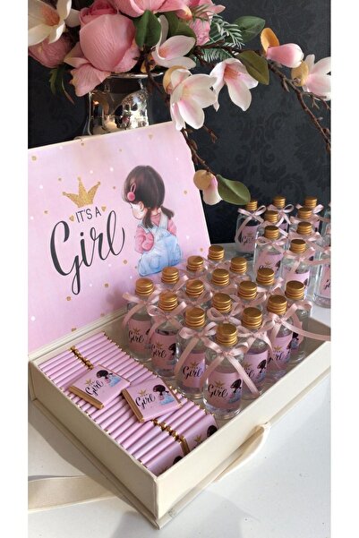 Minemiss Tasarım Kutulu Isme Özel Tasarımlı 60 Adet Kız Bebek Çikolatası Ve 2...