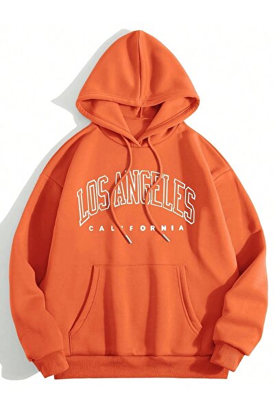 coolart سويت شيرت شتوي سميك من Los Angeles - غطاء رأس كبير الحجم مطبوع باللون...