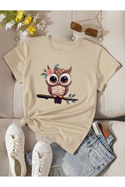 coolart Tricou drăguț cu bufniță - Tricou de vară supradimensionat cu imprime...