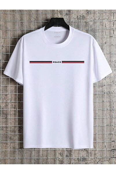 coolart Majica sa prugama mira - bela Štampano Oversize kroj letnja kratki ru...