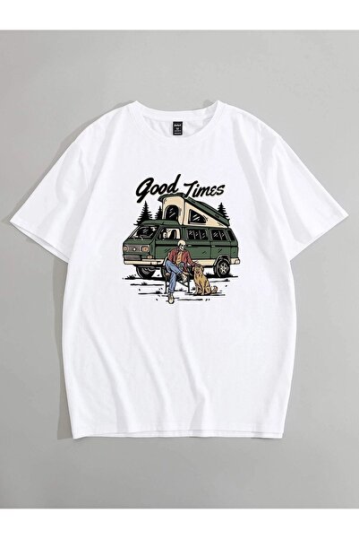 coolart Majica Good Times - bela Štampano Oversize kroj letnja kratki rukav T...