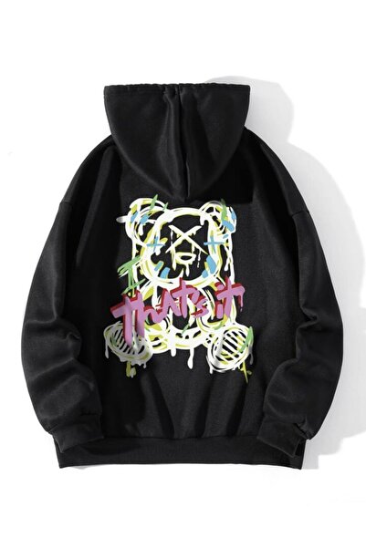 coolart Cardigan unisex cu fermoar și imprimeu pe spate - 2 fire