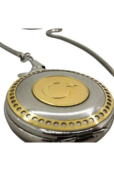 Çılgıntrend Moon Star Embossed Retro Chain Pocket Watch