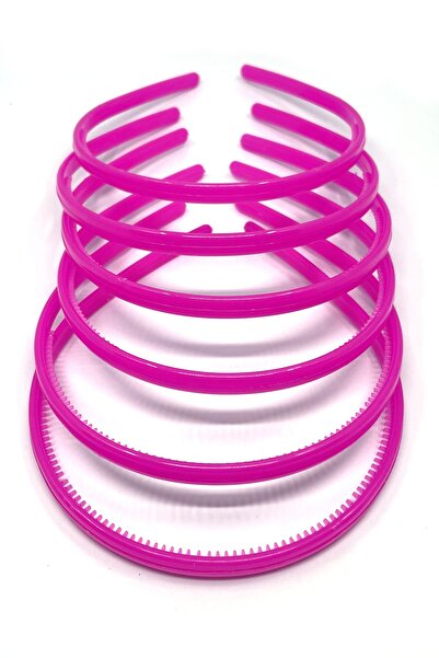 Tahtakaledeyim 6 قطع تاج شعر بلاستيك 8 ملم لون فوشيا