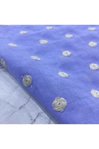 Genel Markalar Ponpon Desenli Pamuk Vual Kumaş