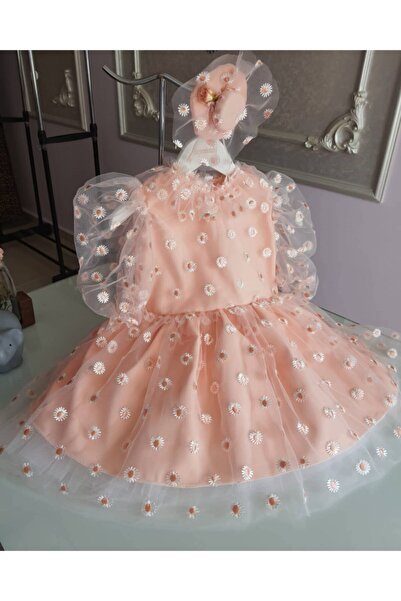 Tozpembebaby Papatyali Somon Renk Elbise