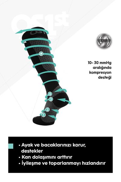 OS1st . Fs4 Compression Çorap, %100 Kompresyon Koşu Ve Recovery Çorabı