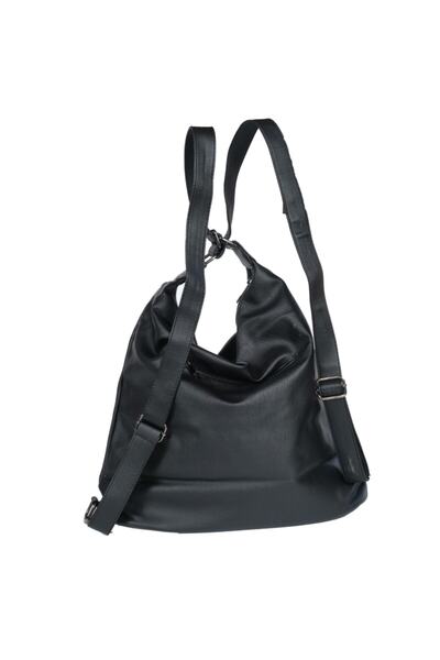 Kurtuluş Çanta Women's Black Soft Faux Leather Back Shoulder and Crossbody Bag