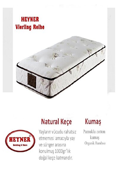 Heyner Vierling Reihe 90x200 Cm Ortopedik Yaylı Yatak Lüx Coffe Bamboo Yatak