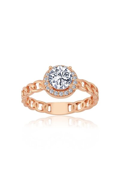 Mia Vento Oval Tektaş Rose Renk Gümüş Gurmet Yüzük