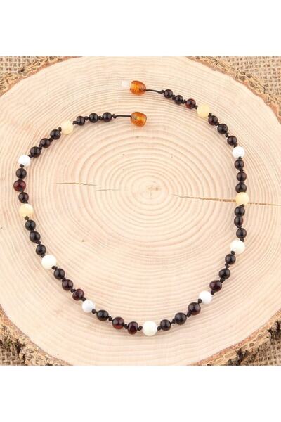 OSMANLI DOĞAL TAŞ Certified Natural Stone Baby Necklace - Calcite, Amber, Howlite M095