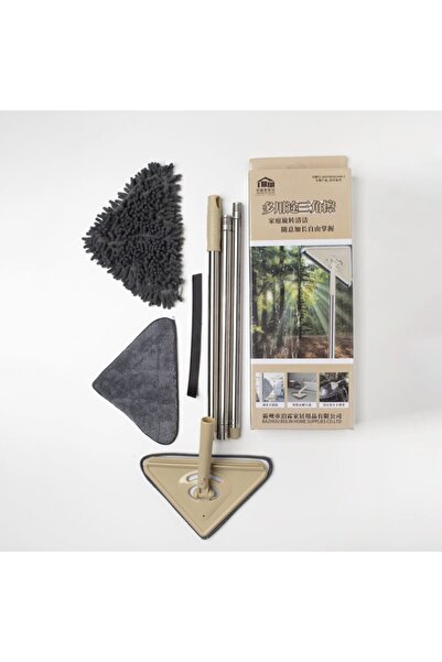 morponi Teleskopik Üçgen Camsil Duvar Yüzey Cam Silme Aparatı Mop Mikrofiber